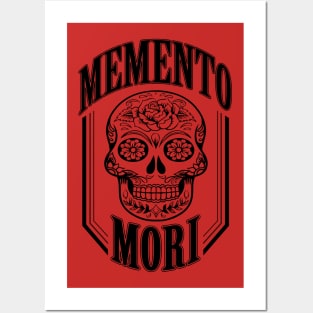 Black Memento Mori (with a calavera/sugar skull) Posters and Art